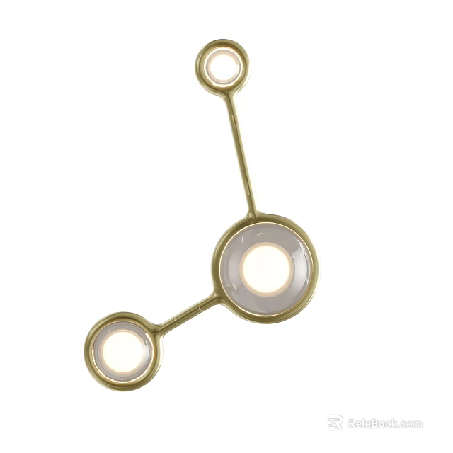 Abstract Design Gold Metal Unique Shaped Wall Lamp with Circular Lampshade for Interior Decor 3d model 