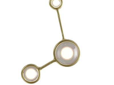 Abstract Design Gold Metal Unique Shaped Wall Lamp with Circular Lampshade for Interior Decor 3d model