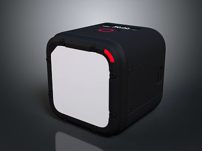 Black Cube Shaped Mini PC With White Panel And Red Indicator Light 3d model