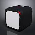 Black Cube Shaped Mini PC With White Panel And Red Indicator Light
