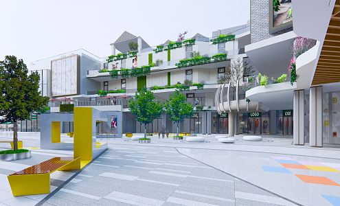 Modern Commercial Street Commercial Square Mall Street Commercial City 3d model