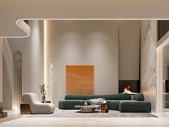 Duplex Living Room Villa Living Room Sofa Coffee Table Combination Living Room Sofa Background Wall Leaping Layer Villa Living Room Living Room Floor Lamp Fireplace Living Room Ornaments Sculpture 3d model