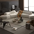 Modern Stylish Sofa And Coffee Table Set With Plush White Upholstery And Unique Design Decor
