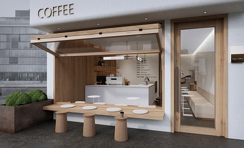 Log Wind Cafe Milk Tea Shop 3d model