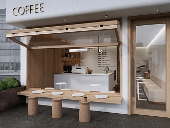 Log Wind Cafe Milk Tea Shop 3d model