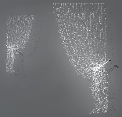 Modern Decorative Lights With Hanging Mesh Structure And Delicate Strings 3d model