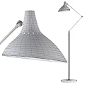 Modern Floor Lamp With Black Perforated Lampshade Metal Stand And Brass Accent Details