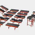 Workshop Tables With Red Frames Black Tops And Scattered Tools Arrangement 3d model
