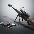 Tactical Sniper Rifle With Tripod Scope Ammunition And Tool Kit 3d model