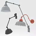 Modern Adjustable Arm Wall Lamps With Colored Shades And Metal Bases