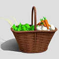 Wicker Storage Basket For Kitchen With Fresh Carrots Lettuce And Onions