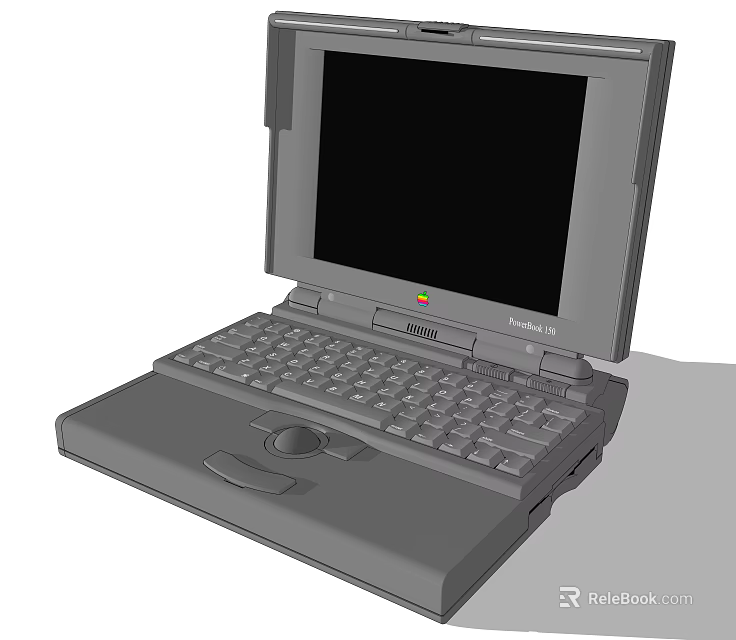 Vintage Portable Laptop With Classic Design Keyboard Touchpad And Black Screen 3d model 