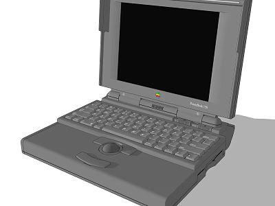 Vintage Portable Laptop With Classic Design Keyboard Touchpad And Black Screen 3d model