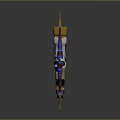 Decorative Fantasy Weapons Set With Blue Bow Purple Spear And Ornate Quiver Design
