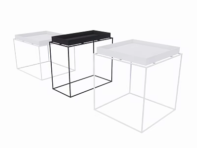 Modern Black And White Desk Chair Set With Minimalist Metal Frame Design 3d model