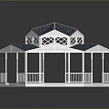 Octagonal Gazebo Featuring Blue Tiled Roof White Columns Wooden Floor And Lattice Upper Level