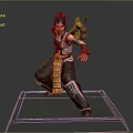 Game And Movie Character With Red Headpiece Carrying Gourd In Traditional Outfit On Transparent Platform