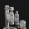 Modern Tableware Combination With Silver Water Filter Transparent SODA Bottles And Ice Glass