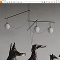 Modern Minimalist Pendant Lights With Spherical White Bulbs And Black Metal Rods