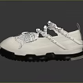Stylish Decorative Casual Shoes With White Transparent Upper Bowknot Pearls Rhinestones And Black Thick Sole