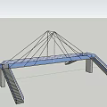Cable Stayed Bridge Design With Blue Deck Staircases And Tower Supports