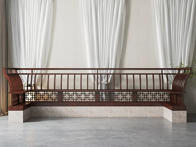 Traditional Style Wooden Fence With Ornate Lattice In Elegant Interior 3d model