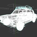 Blue Rusty Vintage Car With Roof Rack And Classic Exterior Design