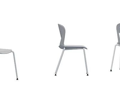 Modern Gray Leisure Chairs With Metal Legs And Simple Modern Design Ergonomic Backrest 3d model