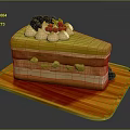 Delicious Layered Cake With Green Icing Fresh Berries And Wooden Serving Tray