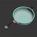 Stainless Steel Frying Pan With Black Handle And Shiny Reflective Surface