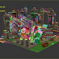 Lego Blue Yellow Armored Warriors In Castle Ruins With Archway Staircase Checkerboard Floor Laser Beams