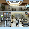 Modern Shopping Mall Lobby Interior Design With Double Floors Display Areas And Green Plants