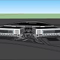 Modern City Sports Stadium Complex With Surrounding Buildings Roads And Greenery