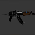 AK Style Assault Rifle With Wooden Stock Black Metal Components And Front Sight