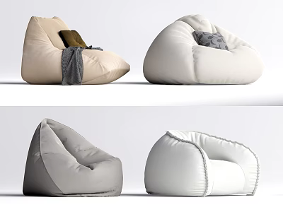 Modern Stylish Bean Bag Chair in Beige White Gray Designs for Comfortable Home Living 3d model
