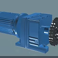 Blue Industrial Gear Motor With Gearbox And Mechanical Gear Components