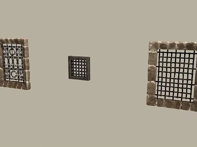 Stone Style Decorative Ornament Set With Grid And Pattern Designs In Neutral Tone 3d model
