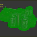 Modern Residential Building Complex With Circular Cylindrical Towers And Central Green Courtyard