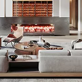 Modern Duplex Living Room Interior Design With Pendant Lights Fireplace And Sofa