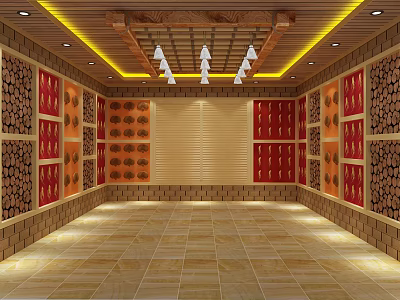 Beauty Hair Salon Interior Design With Wooden Walls Warm Lighting And Modern Decor Elements 3d model