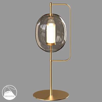 Modern Table Lamp With Golden Metal Stand And Transparent Oval Glass Shade 3d model