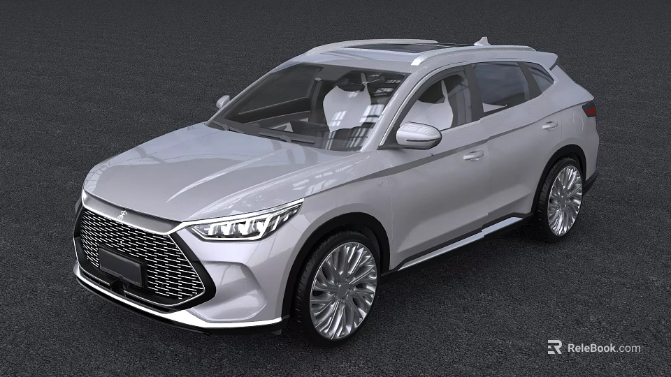 Silver Modern SUV With Sleek Exterior Design Front Grille And Alloy Wheels 3d model 