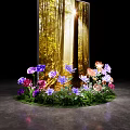Colorful Flower Arrangement Photo Spot With Forest Backdrop And Soft Lighting Effects