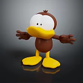 Cute Cartoon Duck Doll With Big Eyes Brown Body Yellow Beak And Open Arms