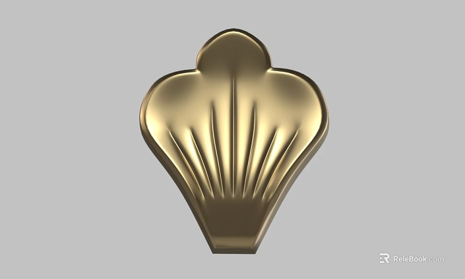 Golden Metallic Carving Design With Shell Shaped Pattern And Radiant Texture For Ornamental Decor 3d model