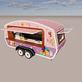 Colorful Commercial Food Trailer With Pink Purple Exterior Wooden Serving Window And Decorative Decals