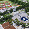 Park Landscape Design Featuring Green Spaces Circular Plazas And Tree Lined Paths 3d model
