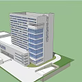 Modern High Rise Office Building With Glass Facade And Gray Exterior