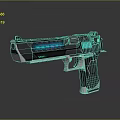 Futuristic Pistol With Blue Glowing Elements Black And Silver Modern Design