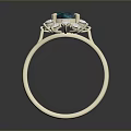 Elegant Silver Ring With Central Green Gemstone And Small Diamonds